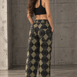 Argyle Cargo Wide-Leg Pants