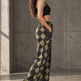 Argyle Cargo Wide-Leg Pants
