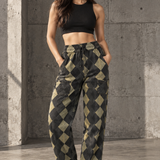 Argyle Cargo Wide-Leg Pants
