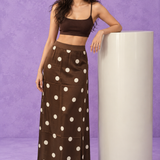 Classic Brown Polka Maxi Skirt