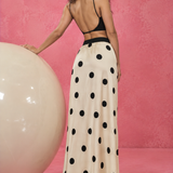 Classic White Polka Maxi Skirt