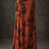 Burnt Sienna Shadow-Tie Maxi Skirt