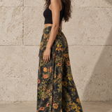 Botanical Print Wide-Leg Pants