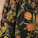 Botanical Print Wide-Leg Pants