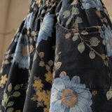 Blue Floral Wide-Leg Pants