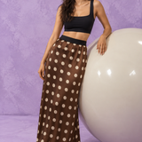 Brown Ivory Polka Statement Maxi Skirt | Brown & Ivory