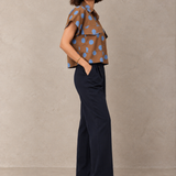 Camel Blue Polka Dot Boxy Crop Shirt