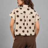 Cream Polka Dot Boxy Crop Shirt