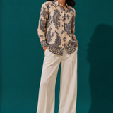 Ivory Navy Paisley Print Shirt
