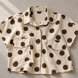 Cream Polka Dot Boxy Crop Shirt