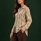 Beige Shimmer Streak Shirt