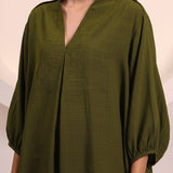 Olive Short Flow Collar Top (INCLUDES TOP ONLY)