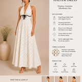 Ivory Pearl Polka Dot Halter Maxi Dress