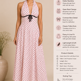 Blush Pink Polka Dot Halter Maxi Dress