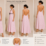 Blush Pink Polka Dot Halter Maxi Dress