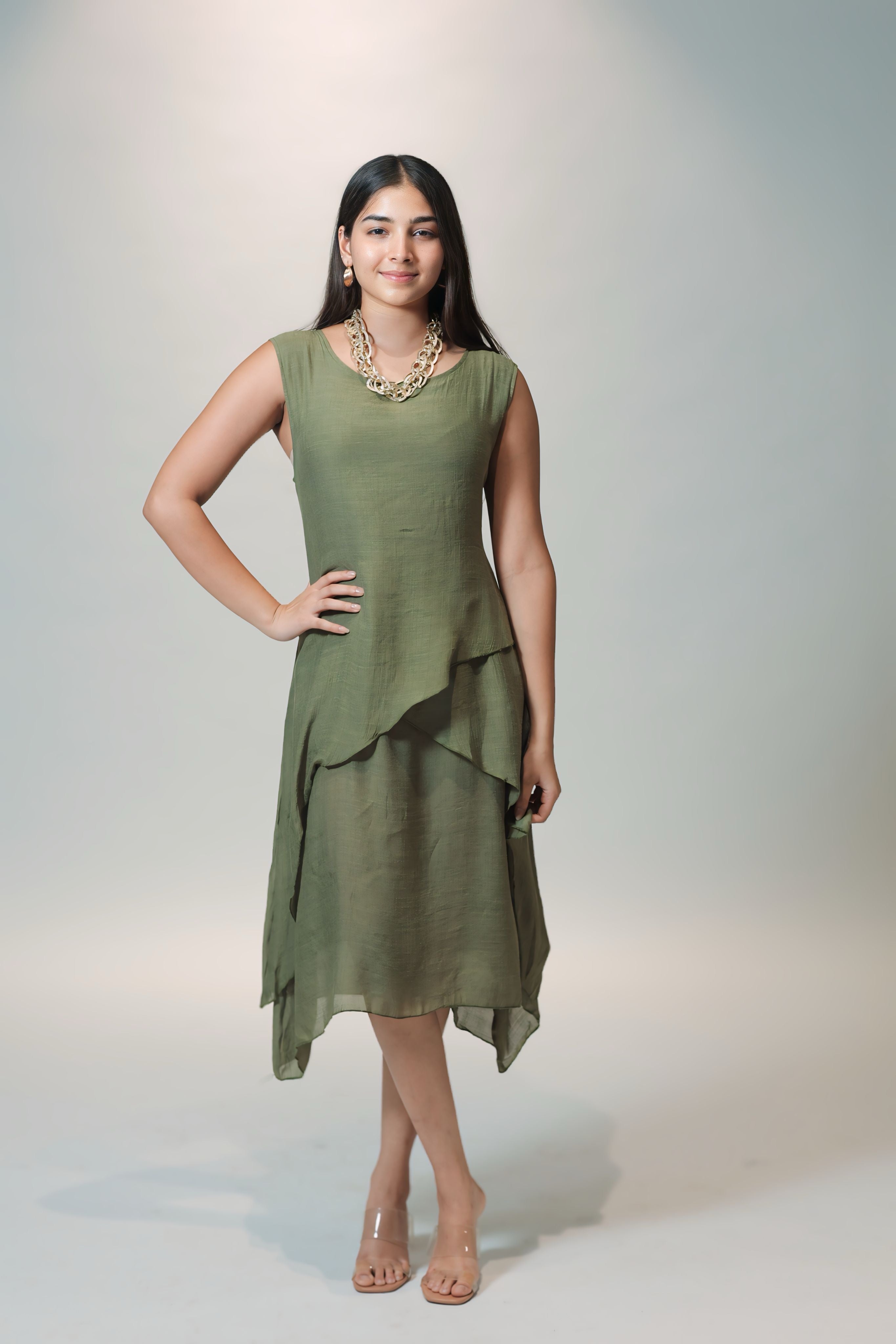 Olive Luxe Ensemble with Shrug
