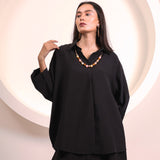 Black Short Flow Collar Top (INCLUDES TOP ONLY)