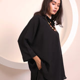 Black Short Flow Collar Top (INCLUDES TOP ONLY)