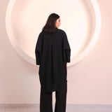 Black collar long tunic top