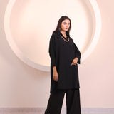 Black collar long tunic top