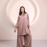 Light Brown Longline Collar Co-ord Set