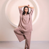Light Brown Longline Collar Co-ord Set