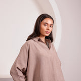 Beige Short Flow Collar Top (INCLUDES TOP ONLY)