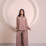 Light Brown Collar Co-ord Set