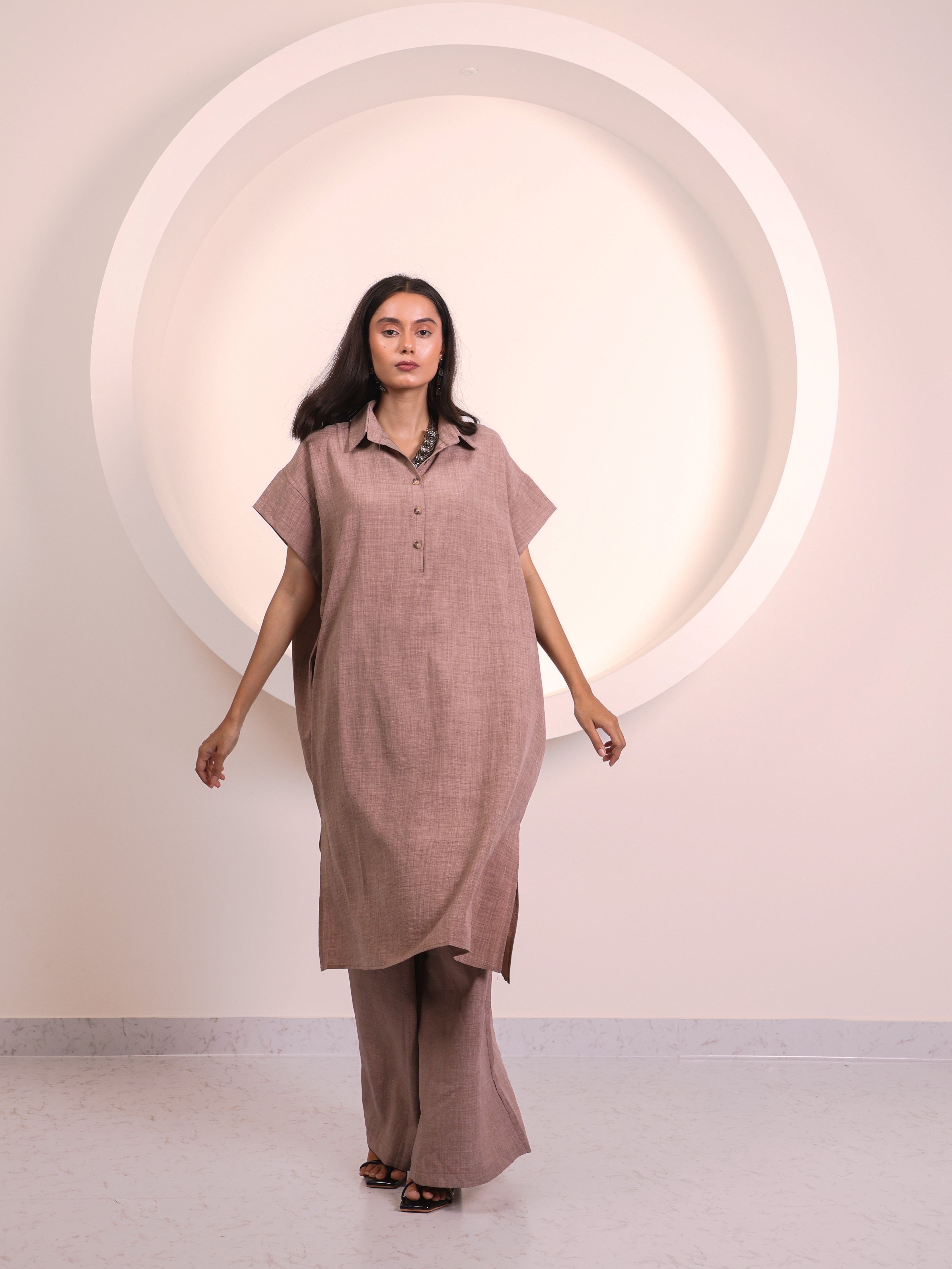 Light Brown Button Tunic Co-ord