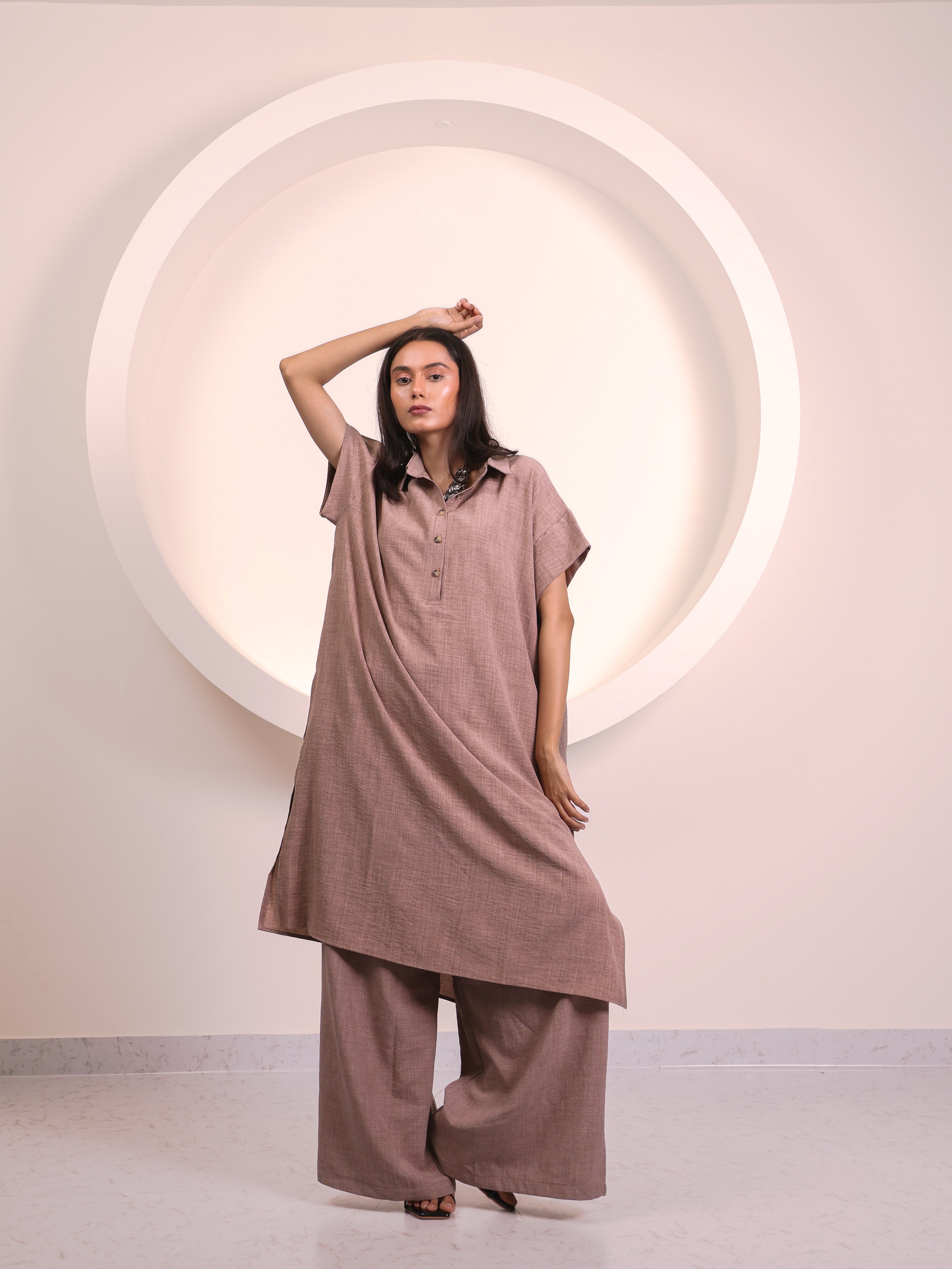 Light Brown Button Tunic Co-ord