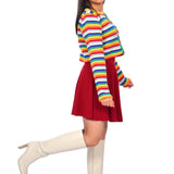 Rainbow-Striped Woollen Cardigan