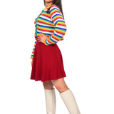 Rainbow-Striped Woollen Cardigan