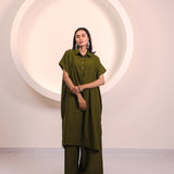 Olive Green Button Tunic Co-ord Set