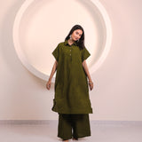 Olive Green Button Tunic Co-ord Set