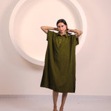 Olive Button Tunic Top