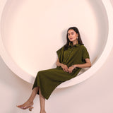 Olive Button Tunic Top