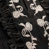 Black Embroidered Tiered Maxi Dress