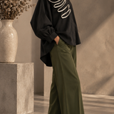 Black Spiral Ruffle Blouse