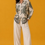 Ivory Olive Paisley Print Shirt