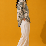 Ivory Olive Paisley Print Shirt