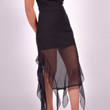 Black Gradient Lycra Mesh Strapless Dress