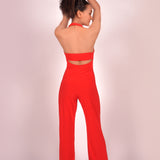 Red Celeste Halter Jumpsuit