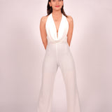 White Celeste Halter Jumpsuit