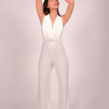 White Celeste Halter Jumpsuit