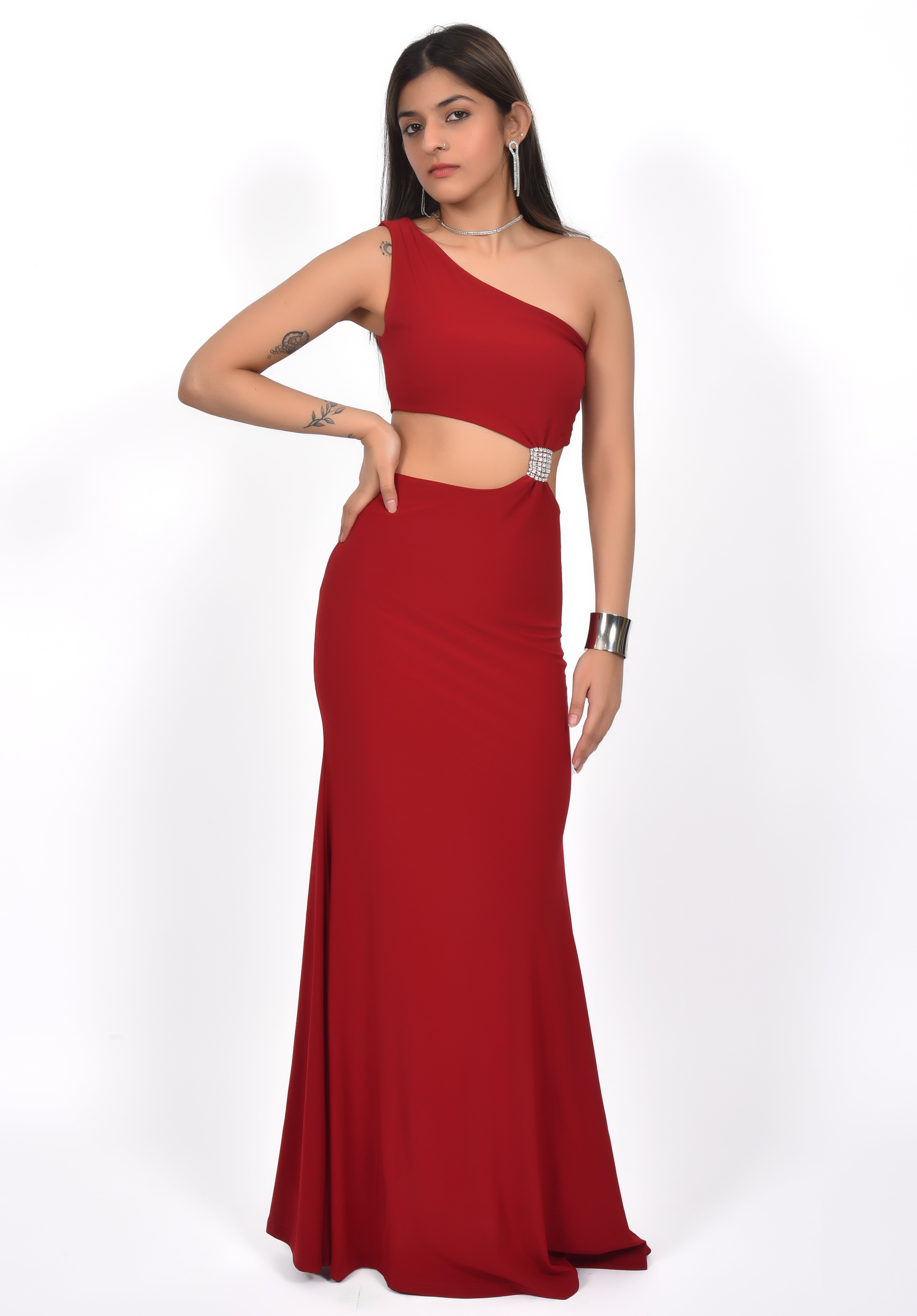 Crimson Desire Cutout Dress