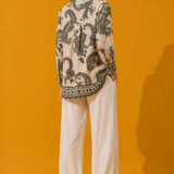Ivory Olive Paisley Print Shirt