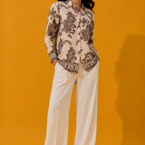 Ivory Paisley Brown Print Shirt