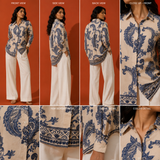 Ivory Navy Paisley Print Shirt
