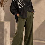 Black Spiral Ruffle Blouse