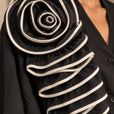 Black Spiral Ruffle Blouse